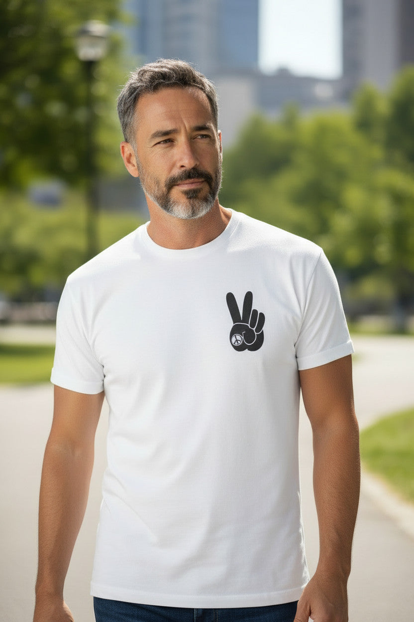 Peace Symbol Minimalist T-Shirt | Streetwear Graphic Tee | Poly Cotton Blend